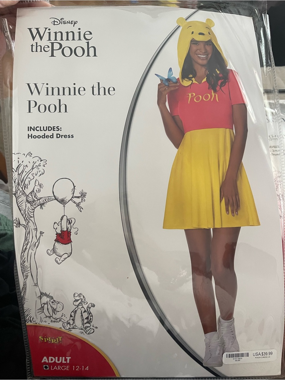 Winnie the Pooh Hooded One-Piece Dress - Yellow & Red